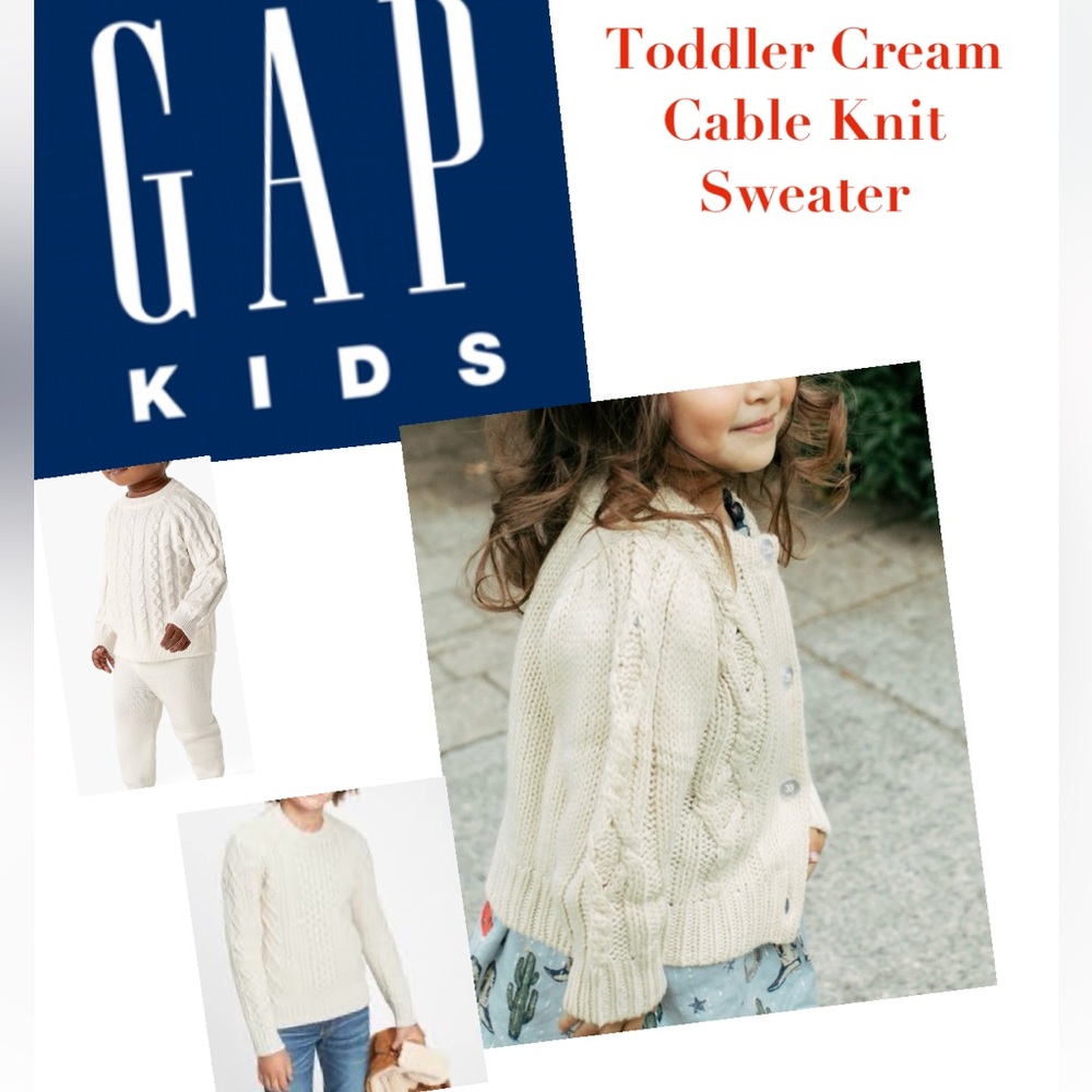 Toddler Girl Cable Cream Knit Sweater size 6-7